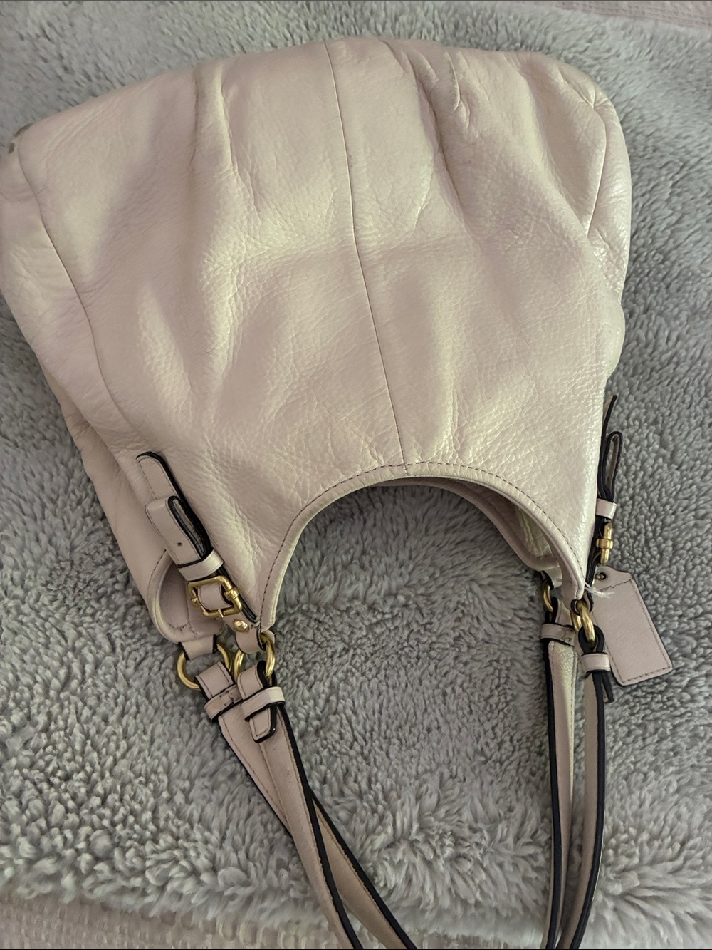 COACH Cream Pebbled Leather Hobo Purse Bag with Gold Hardware - Picture 4 of 6